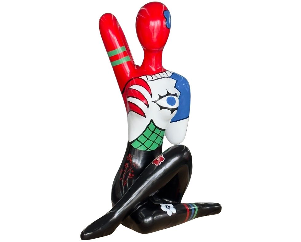 Ladie Sitting with Red Head 45x27x54cm 4990