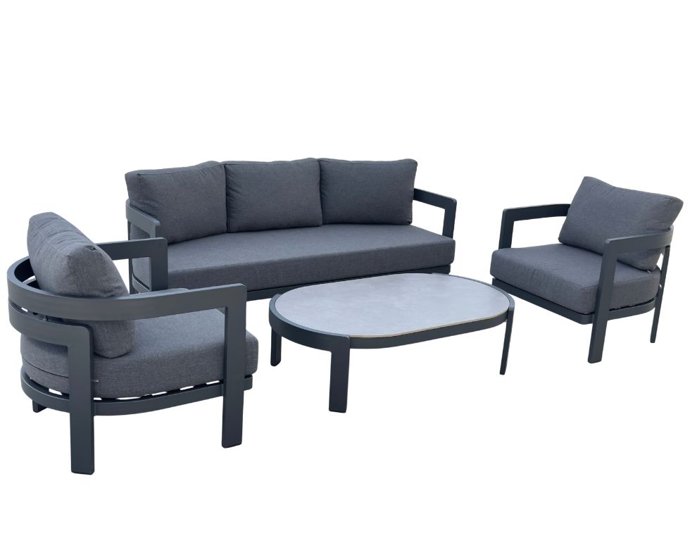 VELUNA Curve Alu sofa set 4 Piece 3_4G