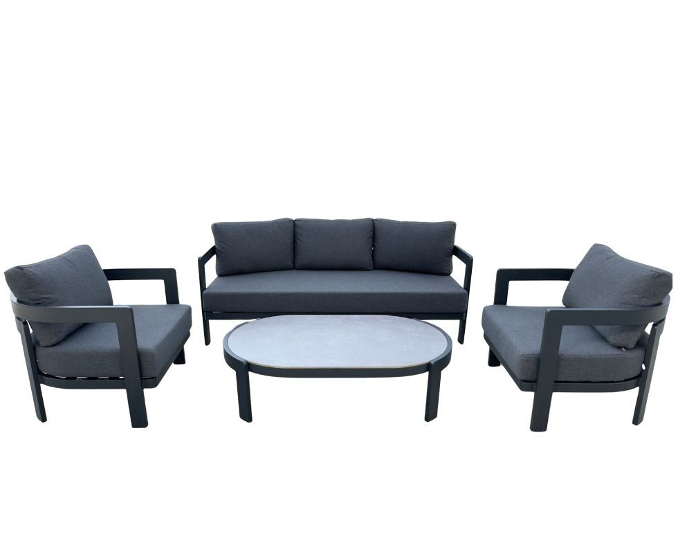 VELUNA Curve Alu sofa set 4 Piece Front