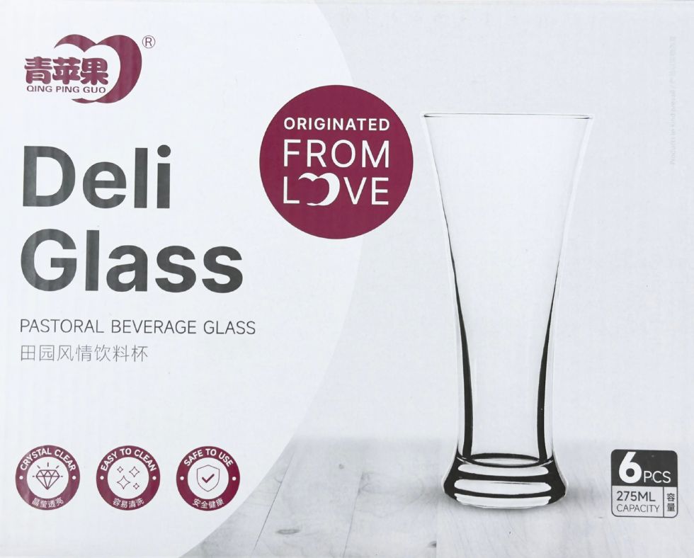 Beer Glass 275 mL H_ 180mm Dia Top_ 77 mm Box x 6