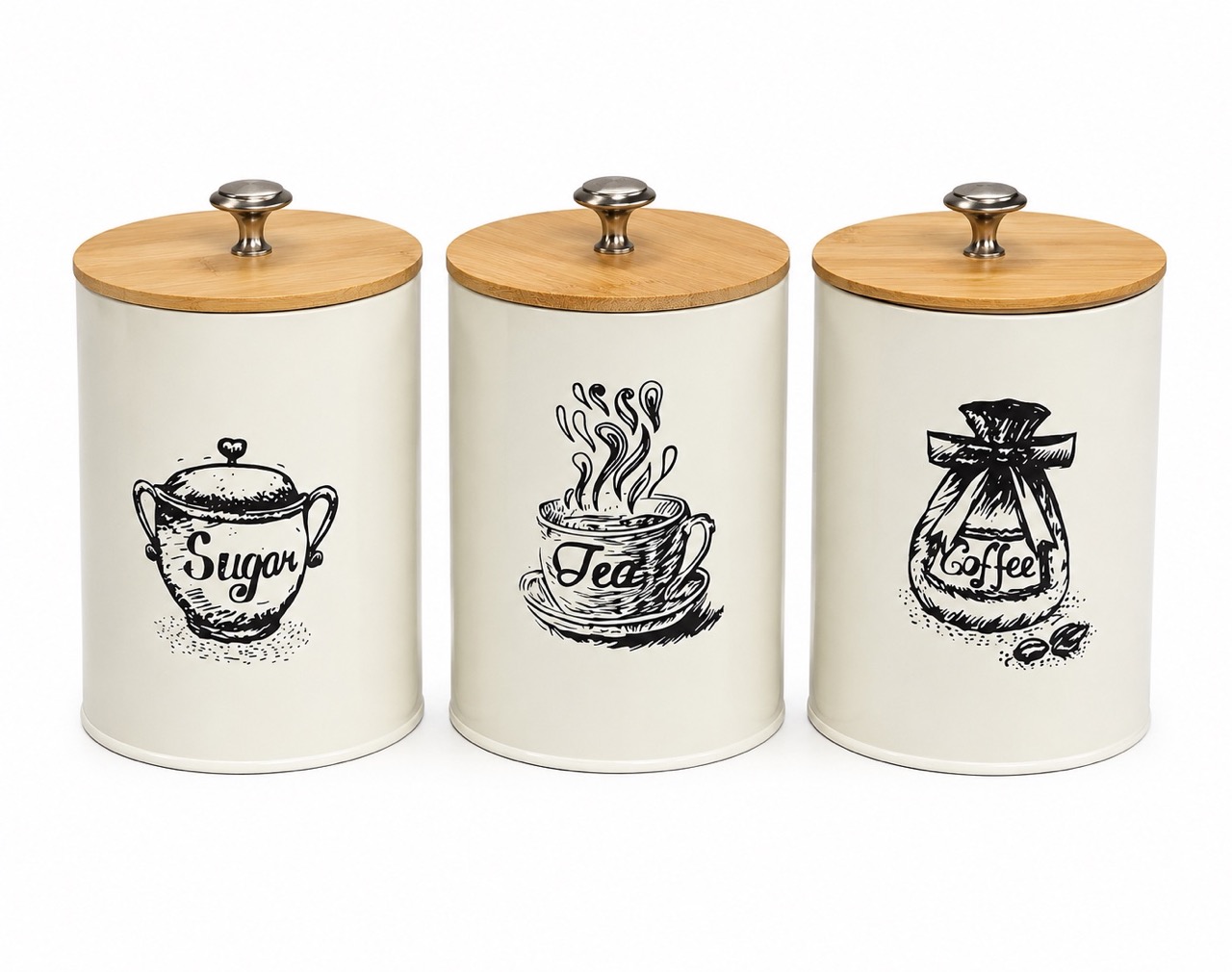 3 Kitchen Metal Storage Boxes Pic 1 Grande