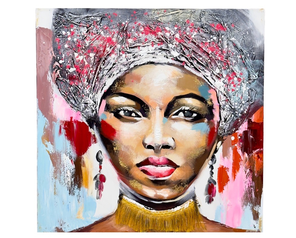 4- 100 x 100 cm Handmade Oil Painting with Wood Frame Grande