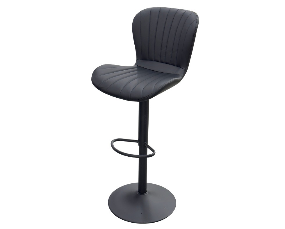 E 07/26 - Bar Chair Swivel 360° Black PU Leather Seat . Metal Base Covered Black Painting. Ref: SY-2975 W 47 x D: 52 x H: 64 / 86 cm