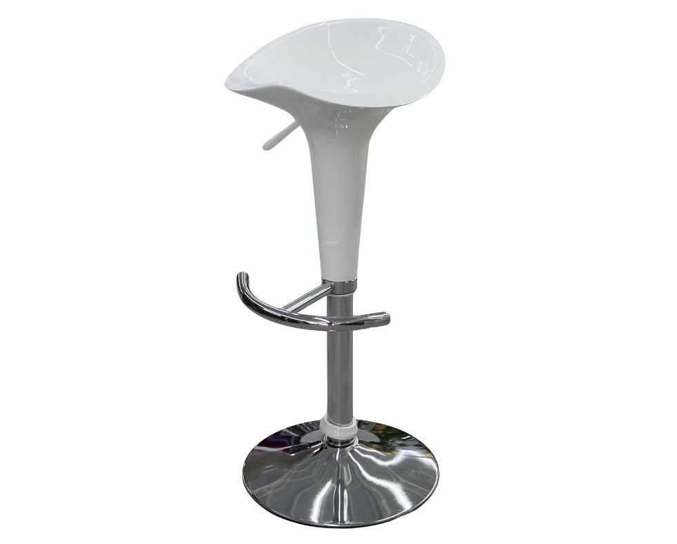 E 07/26 - Bar Stool Swivel 360° ABS White Plastic. Chrome Plated Metal Base. Ref: WX-2004 W: 38 xD: 36 x Seat-Height: 58 / 78cm