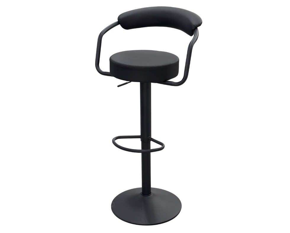E 07/26 - Bar Stool Swivel 360° Black PU Leather. Metal Base Covered Black Painting. Ref: WX-1152 W: 52 x D: 48 x Seat Height: 65 / 55 cm