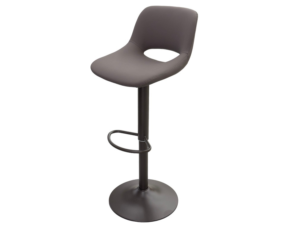 E 07/26 - Bar Stool Swivel 360° Ref : CP-2505 Dark-Brown PU Leather Seat. Metal Base Covered Black Painting. W: 42 x D: 48 x Seat Height 60 / 82 cm