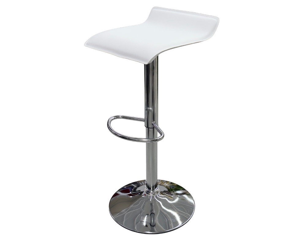 E 07/26 - Bar Stool Swivel 360° White PU Leather; Chrome Plated Metal Base. Ref: wx-2016 W : 36 x D: 41 x Seat Height: 61 / 82 cm