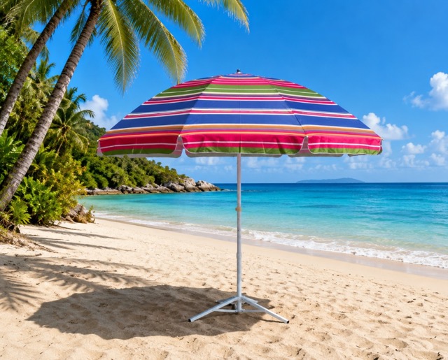 E 07/26 - Beach Umbrella Pink / Blue Dia 240 cm Fabric Polyester 120gr