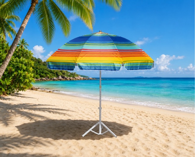E 07/26 - Beach Umbrella Yellow / Blue Dia 240 cm Fabric Polyester 120gr