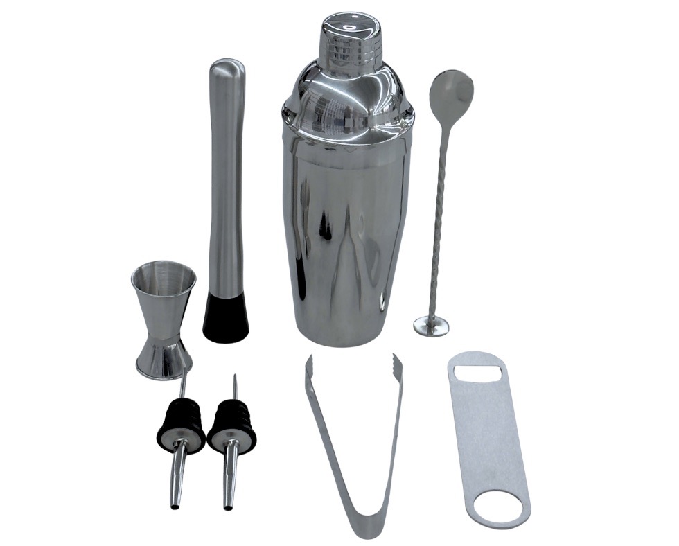 E 07/26 - Cocktail Shaker Set Stanless Steel 8 Piece