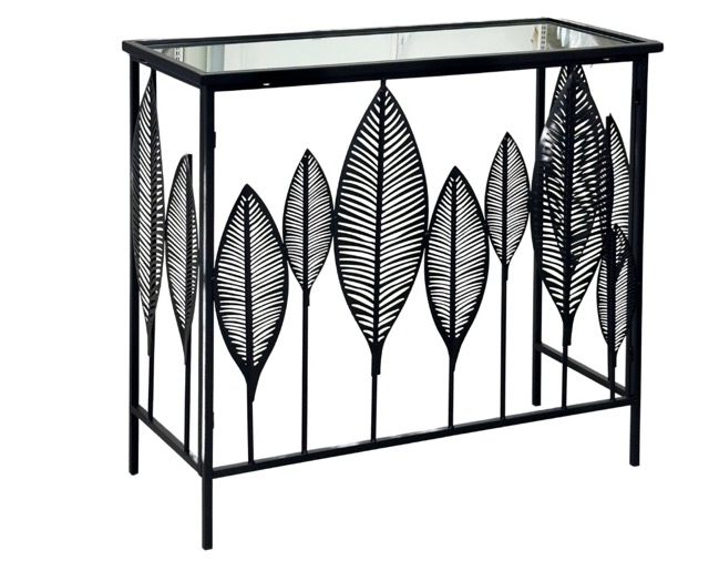 E 07/26 - Console Metal Black Painting L 80 x 33 x H 70 cm Top Miror