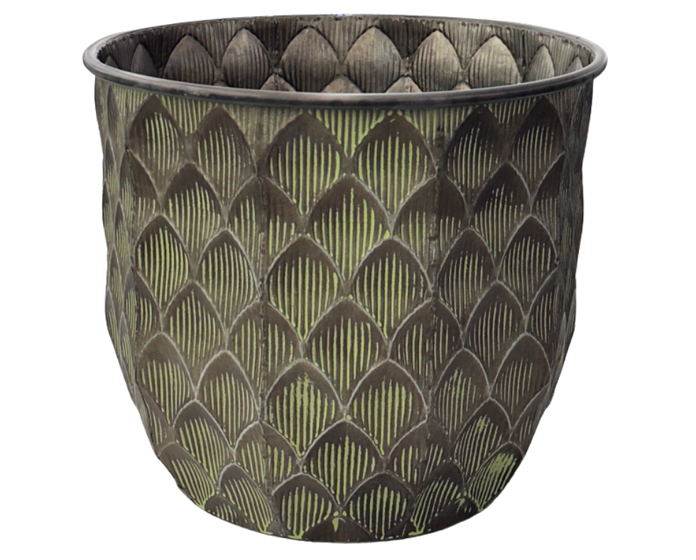Metal Plant Pot Green L D 31 x H 27 cm 1090THB