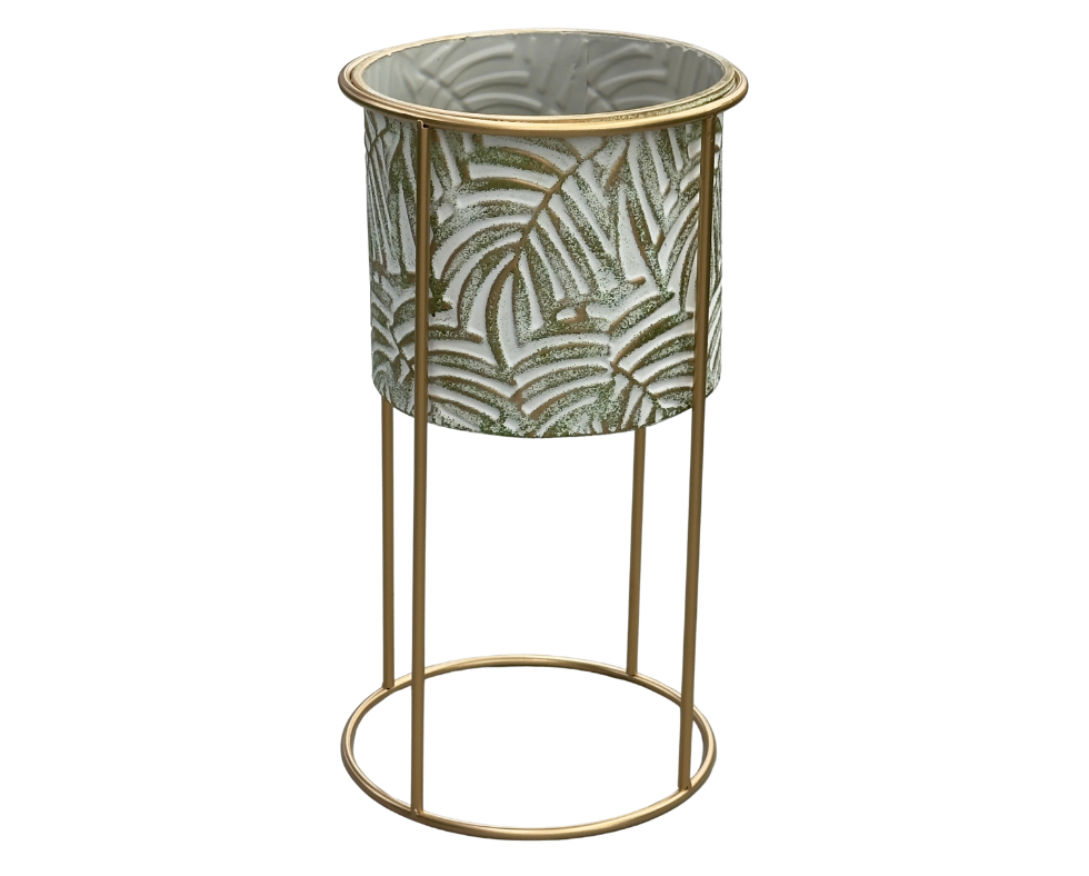 Metal Plant Pot Stand for Flower Pot. Gold M D 24 x H 47 cm
