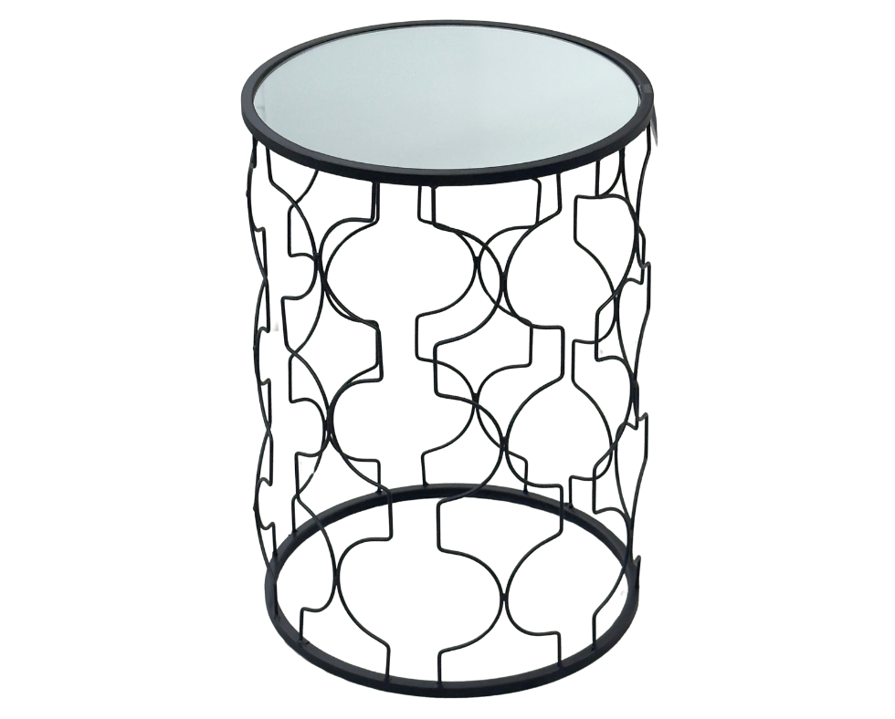 Metal Stand for Flower Pot. Black. Glass Top D 38 x H 52 cm 1090THB