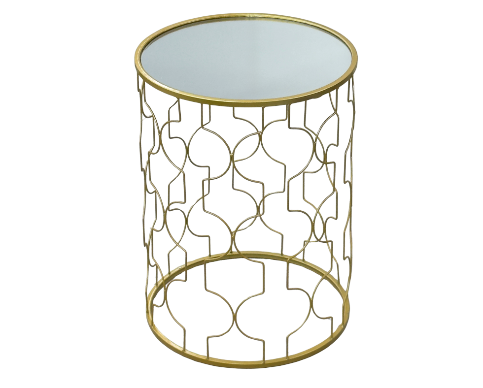 Metal Stand for Flower Pot. Gold . Glass Top D 32 x H 46 cm 890THB