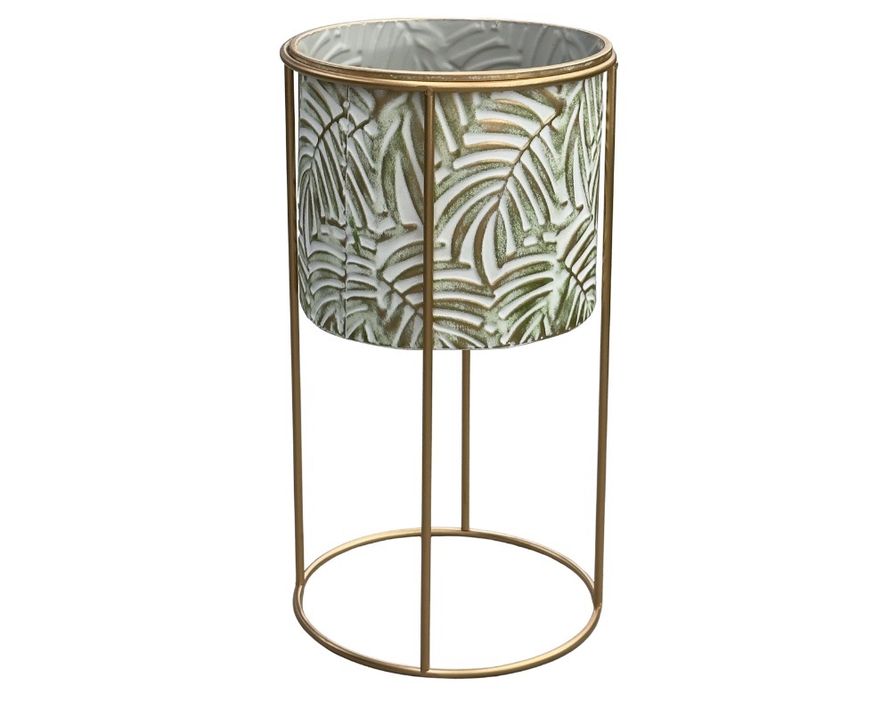 E 07/26 - Metal Stand for Flower Pot. Gold L D 28x H 53 cm
