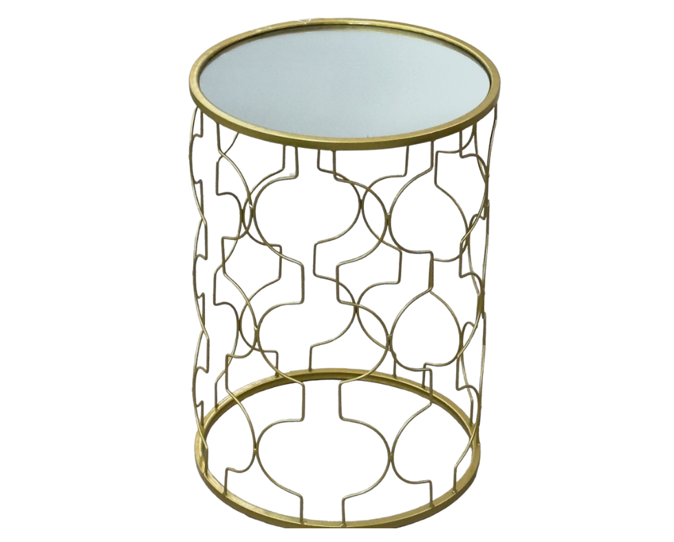 Metal Stand for Flower Pot. Gold. Glass Top D 38 x H 52 cm 1090THB