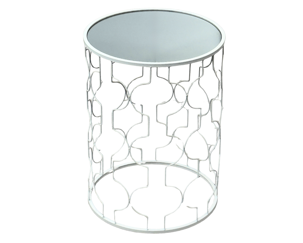 Metal Stand for Flower Pot. White . Glass Top D 32 x H 46 cm 890THB