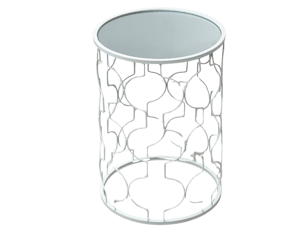 Metal Stand for Flower Pot. White. Glass Top D 38 x H 52 cm 1090THB