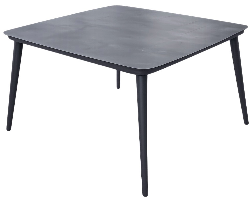 E 07/26 - - PANAY - Square alu table 120 x 120cm, HPL top. Dark ray Color.