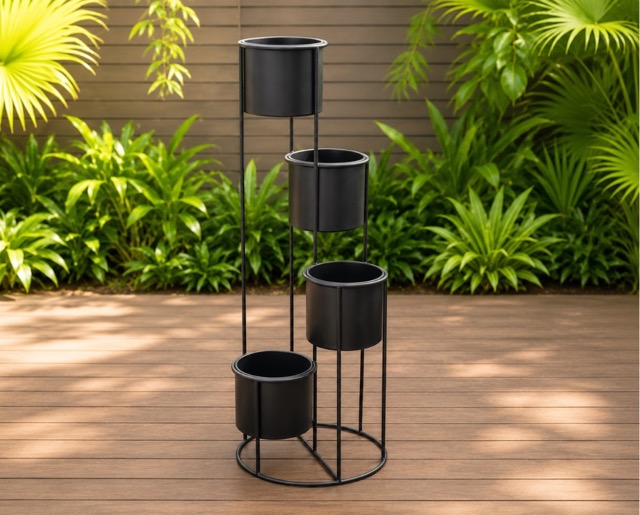 E 07/26 - Stand for 4 Flower Pots Black