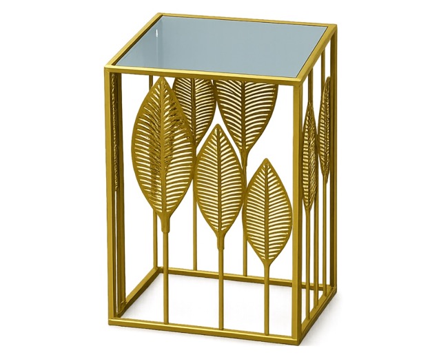 E 07/26 - Tablette Metal Gold L 35 x 35 x H70 cm Top Miror