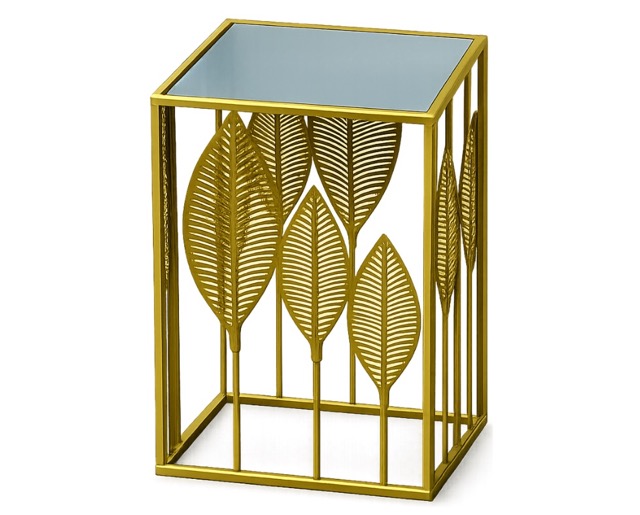 E 07/26 - Tablette Metal Gold M 30 x 30 x H 60 cm Top miror